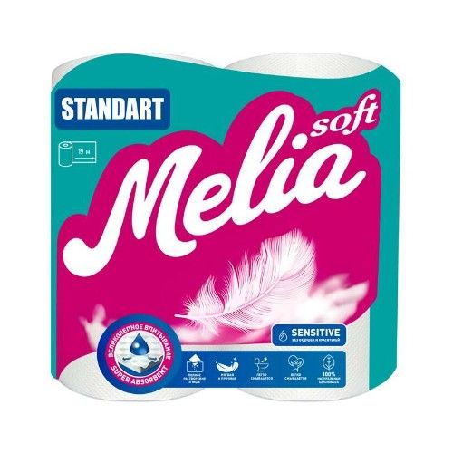 Туалетная бумага 2-х слойная MeliaSoft "Standart", 4 шт